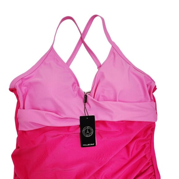 Relleciga Pink Tankini Top Size XL With Built-In Bra Cups & Adjustable Straps $1 - Picture 7 of 10